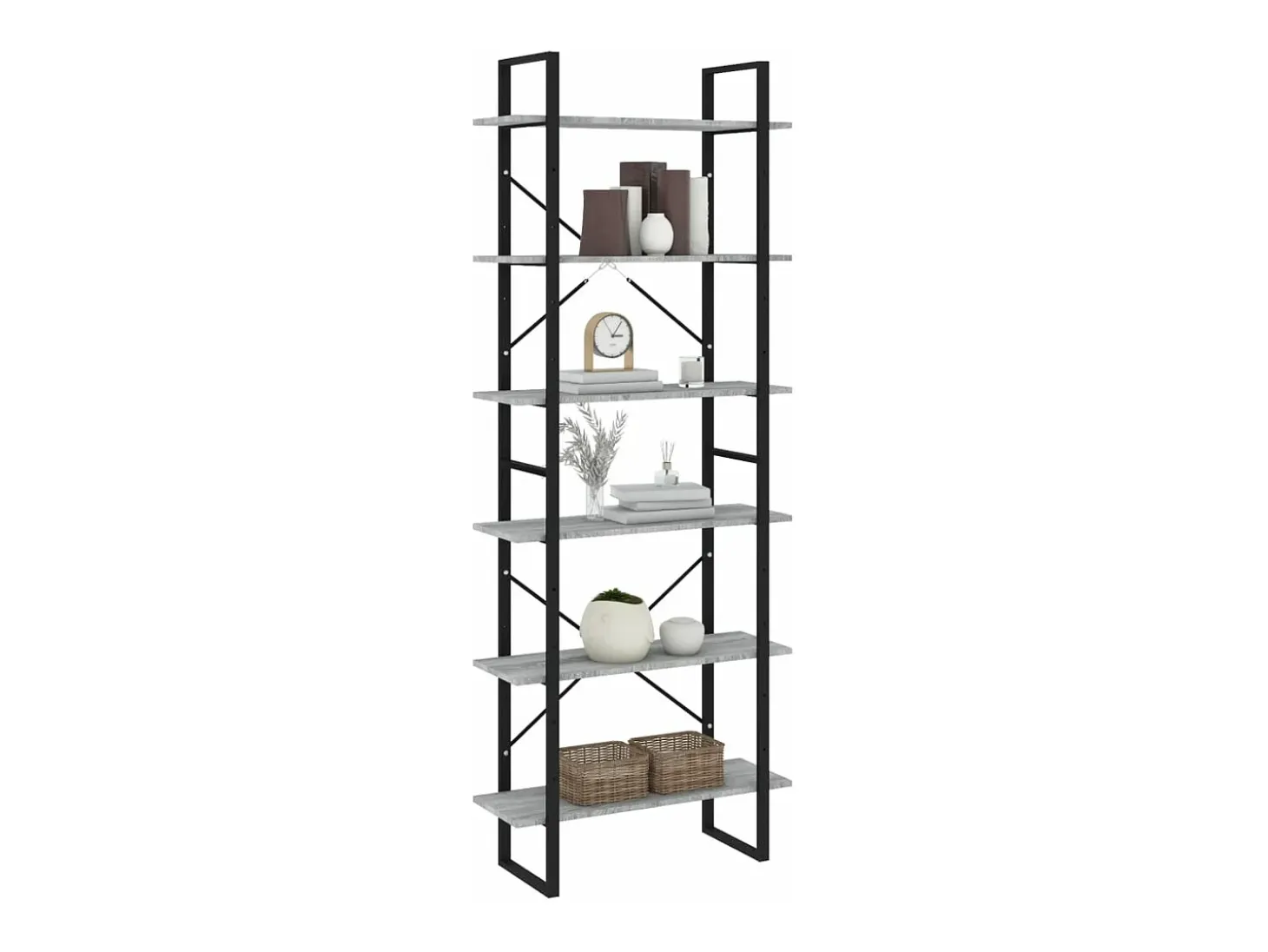 Estantería alta madera contrachapada gris Sonoma 80x30x210 cm