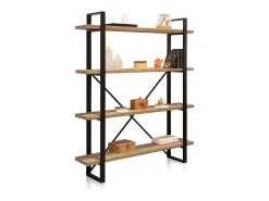 Estantería alta Plank roble American/negro 150x35x180 cm Adec