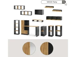 Estantería antracita/roble dorado 40x30x74 tomy