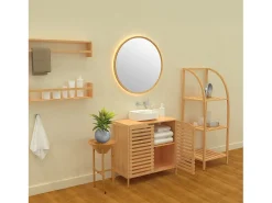 Estantería Arqueada en Bambú con 3 Niveles Canoply 110.5x37x35cm Thinia Home