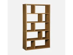 Estantería asimétrica de 5 niveles con 10 compartimentos efecto madera
