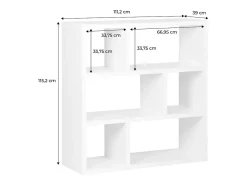 Estantería asimétrica de 3 niveles con 6 compartimentos blanco