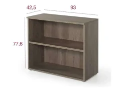 Estantería baja para oficina o estudio acabado olmo claro, 77.6 cm(alto)93 cm(ancho)42.5