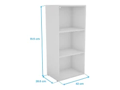 Estantería baja Plea para salón 3 niveles blanco mate melamina 42x92x29 cm
