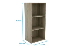 Estantería baja Plea salón 3 niveles roble sonoma melamina 42x92x29 cm