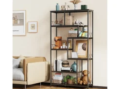 Estantería Bealife de Almacenamiento 7 Niveles con Estructura Metálica y Patas Ajustables 100 x 30 x 180 cm Negro