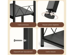 Estantería Bealife de Almacenamiento 7 Niveles con Estructura Metálica y Patas Ajustables 100 x 30 x 180 cm Negro
