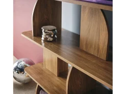 Estantería, biblioteca con decoración estilo madera, 5 niveles efecto