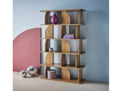 Estantería, biblioteca con decoración estilo madera, 5 niveles efecto