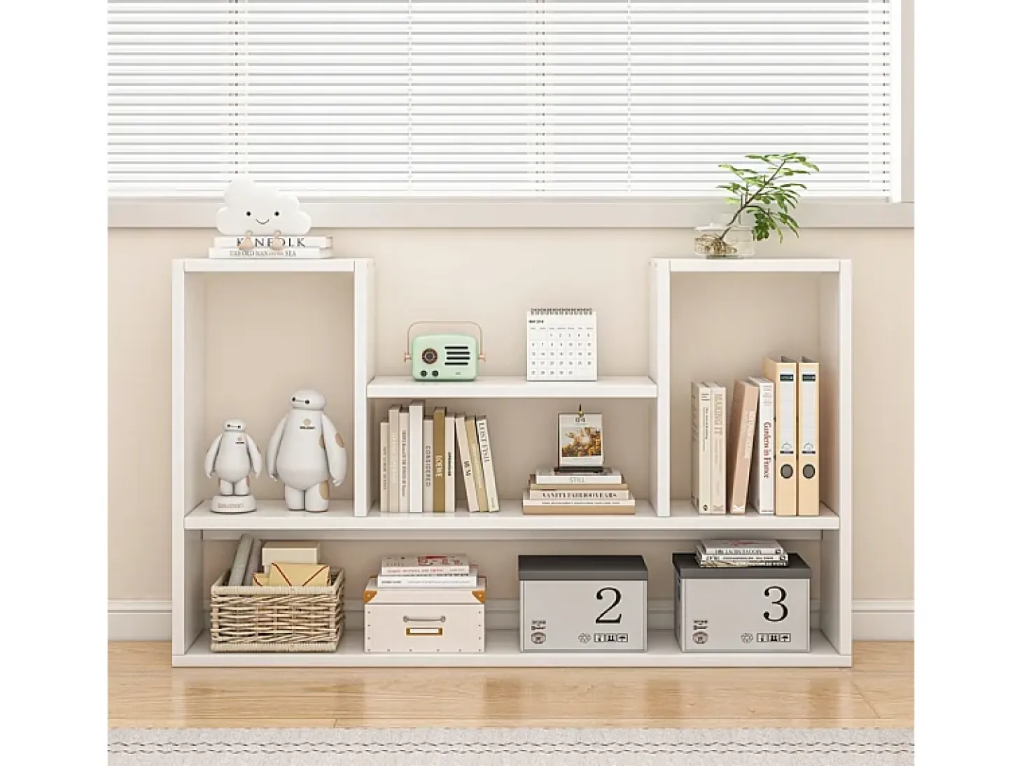ESTANTERÍA BLANCA MODERNA DE PARED LOFT PARA LIBROS SALÓN ABIERTO 100 CM