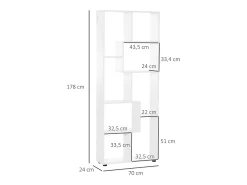Estantería blanco 70x24x178 cm HOMCOM