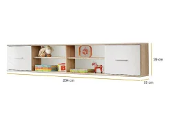 Estantería colgante DENVER – Roble y blanco – 2 puertas y 4 nichos – Almacenamiento de pared de diseño