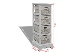 Estantería con 4 cestas tejidas madera blanco