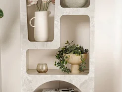 Estantería con 5 compartimentos - Efecto mármol gris - LUELA