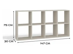 Estantería con 8 estantes - 147 cm - Blanco - MALAX