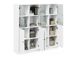 Estantería con puertas madera de ingeniería negro 136x37x142 cm