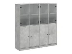 Estantería con puertas madera de ingeniería gris 136x37x142 cm ES198796