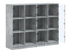 Estantería con puertas madera de ingeniería gris 136x37x109 cm