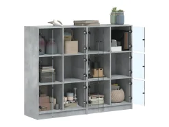Estantería con puertas madera de ingeniería gris 136x37x109 cm