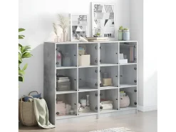 Estantería con puertas madera de ingeniería gris 136x37x109 cm