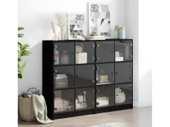 Estantería con puertas madera de ingeniería negro 136x37x109 cm