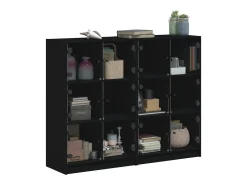 Estantería con puertas madera de ingeniería negro 136x37x109 cm