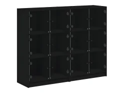 Estantería con puertas madera de ingeniería negro 136x37x109 cm
