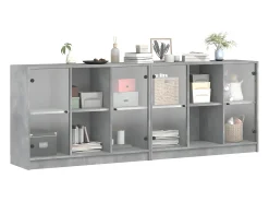 Estantería con puertas madera de ingeniería gris 204x37x75 cm