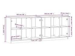 Estantería con puertas madera roble ahumado 204x37x75 cm