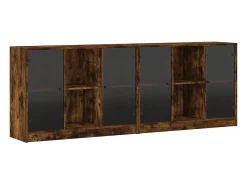 Estantería con puertas madera roble ahumado 204x37x75 cm