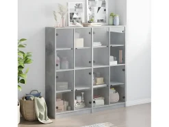 Estantería con puertas madera de ingeniería gris 136x37x142 cm