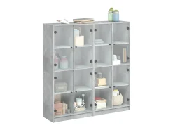 Estantería con puertas madera de ingeniería gris 136x37x142 cm