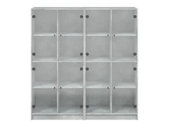 Estantería con puertas madera de ingeniería gris 136x37x142 cm