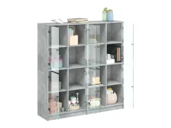 Estantería con puertas madera de ingeniería gris 136x37x142 cm