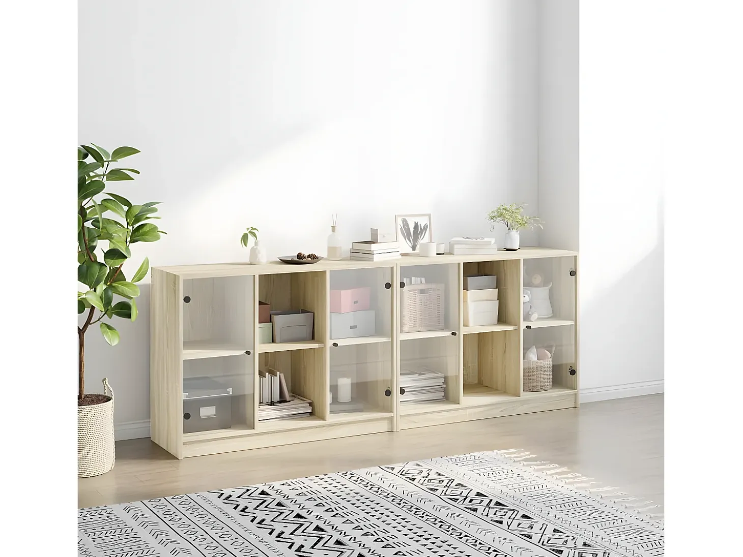 Estantería con puertas madera roble Sonoma 204x37x75 cm