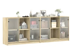 Estantería con puertas madera roble Sonoma 204x37x75 cm