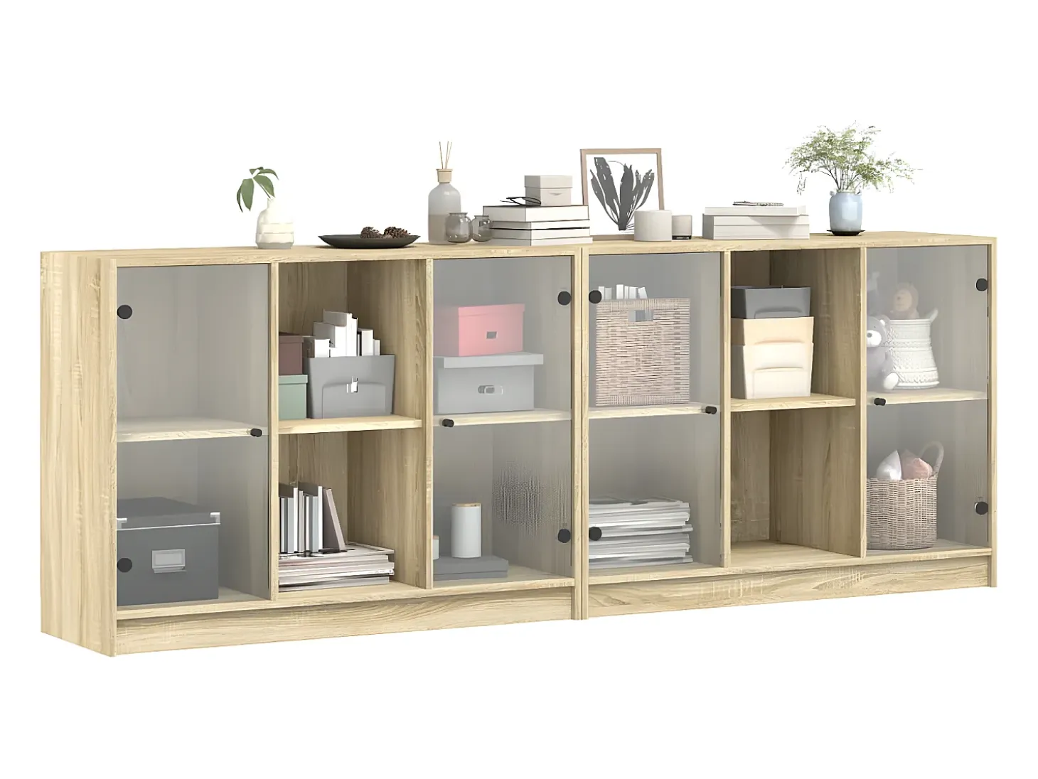 Estantería con puertas madera roble Sonoma 204x37x75 cm