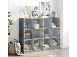 Estantería con puertas madera gris Sonoma 136x37x109 cm
