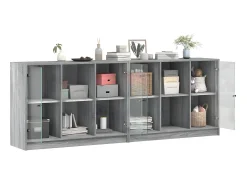 Estantería con puertas madera gris Sonoma 204x37x75 cm