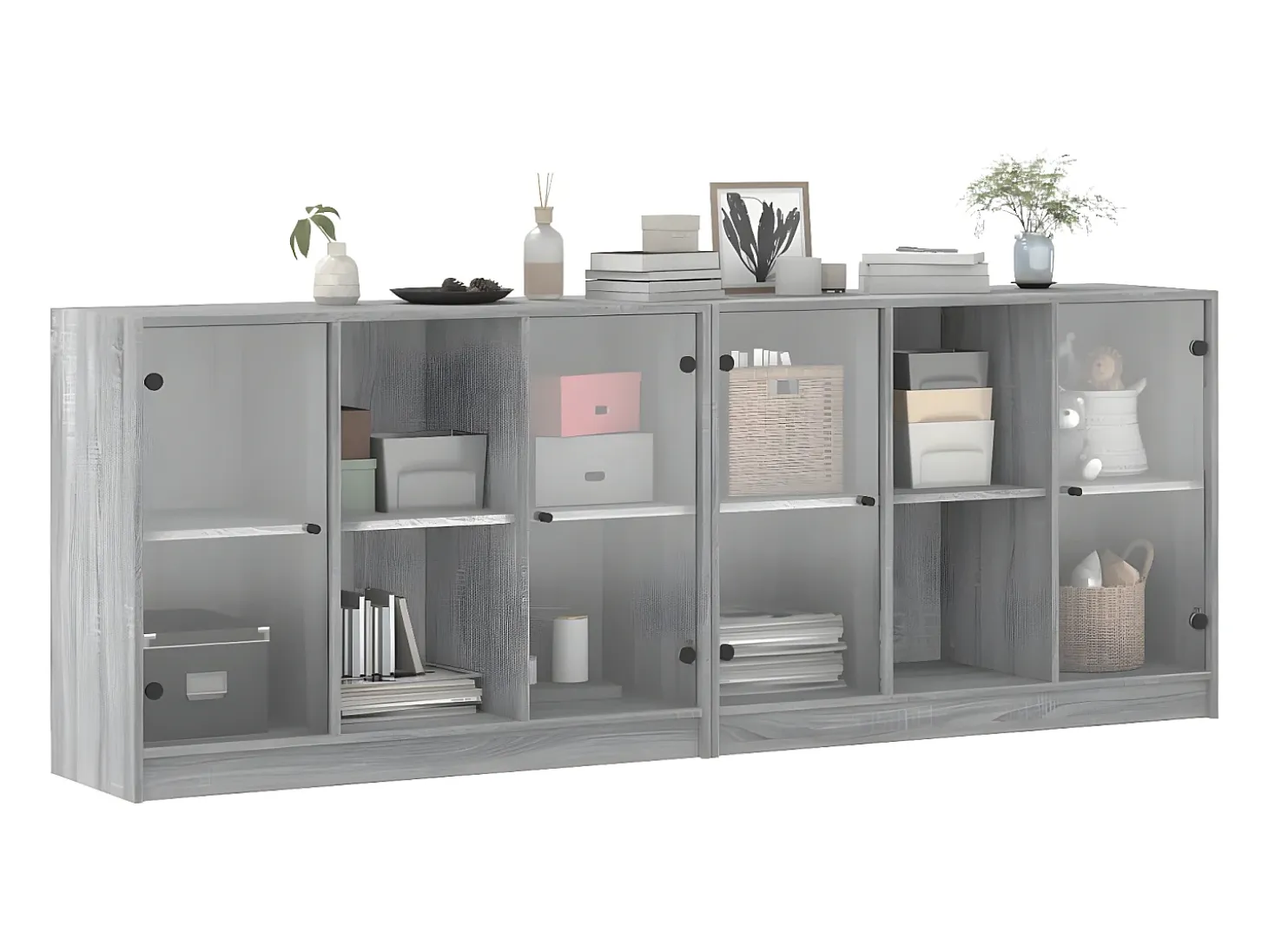 Estantería con puertas madera gris Sonoma 204x37x75 cm