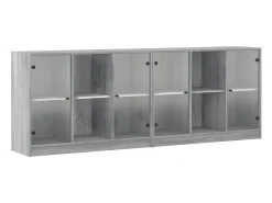 Estantería con puertas madera gris Sonoma 204x37x75 cm