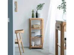Estantería cuadrada en madera de acacia y mármol Emyr