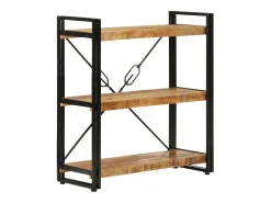 Estantería de 3 alturas hierro y madera maciza mango 77x30x80cm