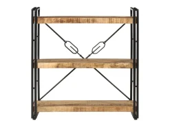 Estantería de 3 alturas hierro y madera maciza mango 77x30x80cm