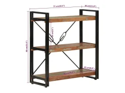 Estantería de 3 alturas hierro y madera reciclada 77x30x80cm
