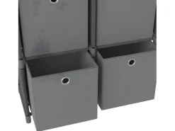 Estantería de 4 cubos con cajas tela gris 69x30x72,5 cm