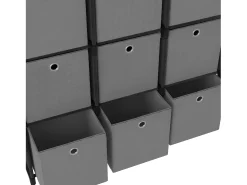 Estantería de 12 cubos con cajas tela negra 103x30x141 cm
