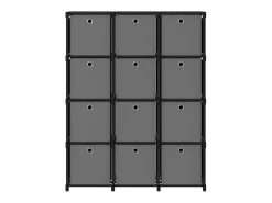 Estantería de 12 cubos con cajas tela negra 103x30x141 cm