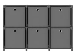 Estantería de 6 cubos con cajas tela gris 103x30x72,5 cm