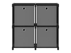 Estantería de 4 cubos con cajas de tela negro 69x30x72,5 cm ES764206